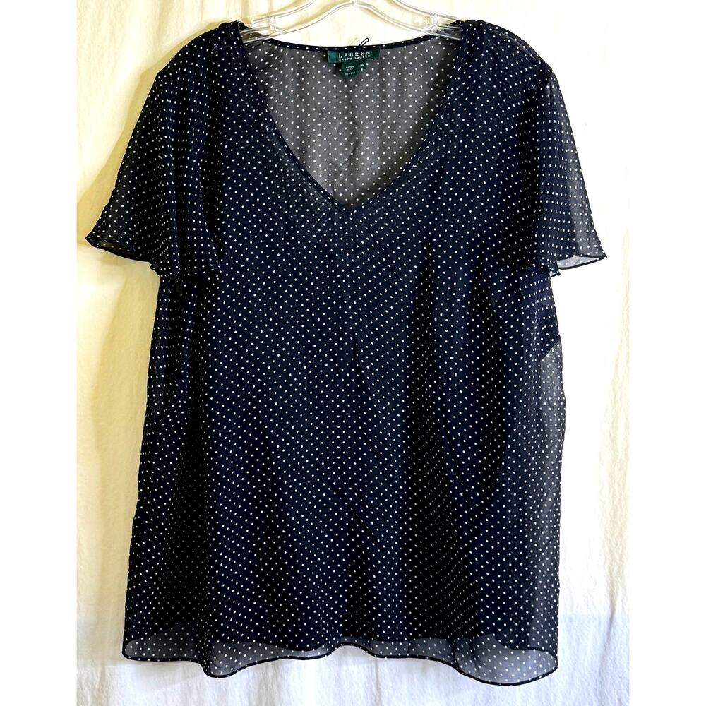 Lauren Ralph Lauren Women's Silk Black w/ White Polka Dots & Cami Under SZ 18W